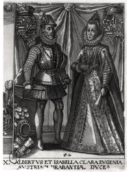 Porträt von Albert, Erzherzog von Österreich (1559-1621) und seiner Frau Isabella Clara Eugenia (1566-1633) Erzherzogin von Österreich, 1613